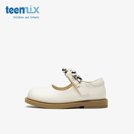 TEENMIX children's shoes 2026 spring new girls campus performance shoes princess shoes medium and large children's soft sole versatile small leather shoes single shoes beige 26