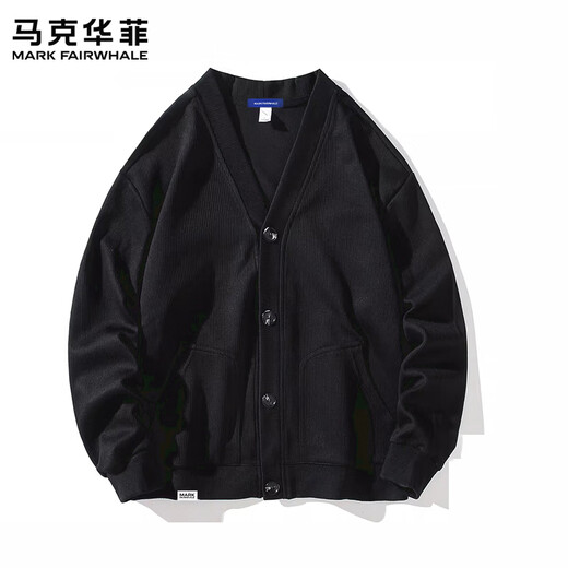 MARK FAIRWHALE American Retro Casual V-Neck Sweater Men's 2026 Spring New Loose Comfort Fashion Trendy Brand Versatile Top White Official Authentic M Recommendation 110-125 Jin Jin equals 0.5 kg