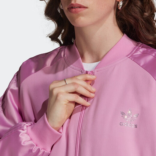 阿迪达斯 三叶草女装运动服宽松透气舒适立领时尚休闲夹克外套 HF9196 淡紫 XS