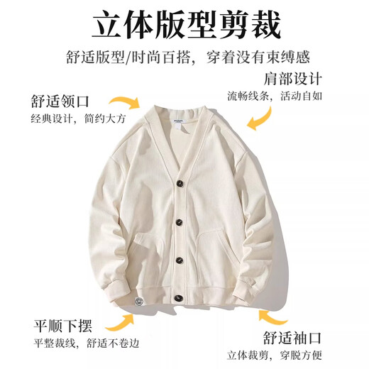 MARK FAIRWHALE American Retro Casual V-Neck Sweater Men's 2026 Spring New Loose Comfort Fashion Trendy Brand Versatile Top White Official Authentic M Recommendation 110-125 Jin Jin equals 0.5 kg