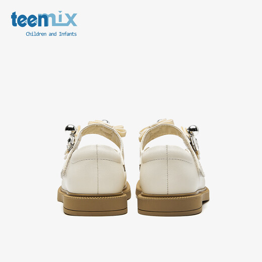 TEENMIX children's shoes 2026 spring new girls campus performance shoes princess shoes medium and large children's soft sole versatile small leather shoes single shoes beige 26