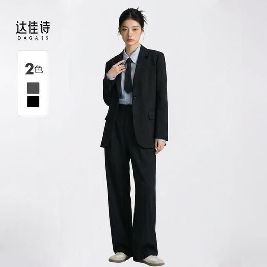 Dajiashi Z Gray Suit Suit Women's Business Wear 2026 New Spring Autumn Business Suit Formal Occasion Two-piece Suit B Black Two-piece Suit Free Belt XL