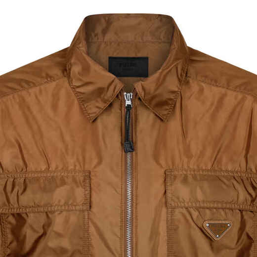 PRADA CO Light Luxury Men's RE NYLON Zip Shirt CANNELLA 20 | L