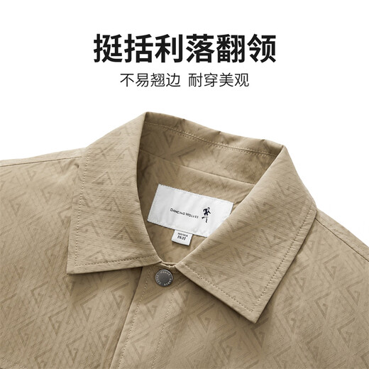 Dances with Wolves Old Money Style Lapel Jacket Men's Old Flower Printed Commuting Casual Easy-Care Jacket 701 Khaki S