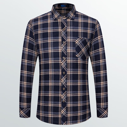 Pure cotton plaid shirt men's long-sleeved loose large size shirt business casual middle-aged and elderly dad's clothing spring and autumn 205 42 recommended 150-160 Jin Jin equals 0.5 kg