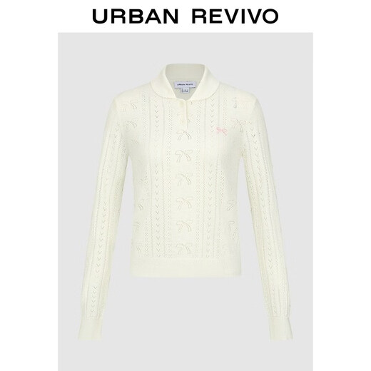 UR2026 spring new women's urban hollow texture doll collar short sweater UYU960030