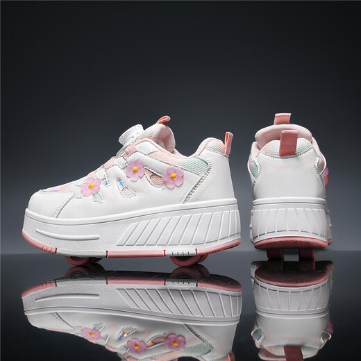Chiyun Children's Heelys Shoes Autumn and Winter New Children's Shoes Removable Invisible Sports Skates Student Roller Shoes Pink 29