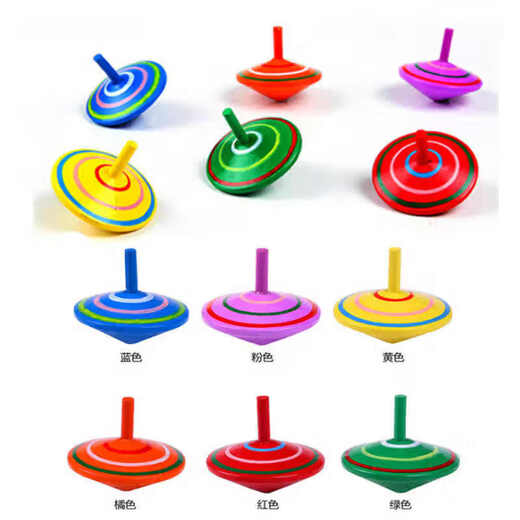 Wooden Rainbow Small Top Desktop Stress Reducing Wooden Toy Kindergarten Opening Event Promotional Gift Wooden Rainbow Small Top 5 Pack