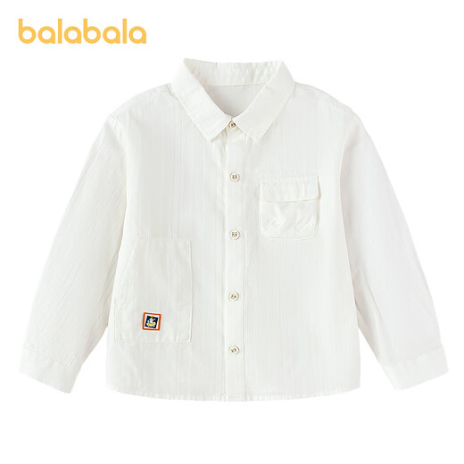 BALABALA shopping mall same style BALABALA children's long-sleeved shirt boys 2026 new spring pure cotton striped top white tone 00311 80