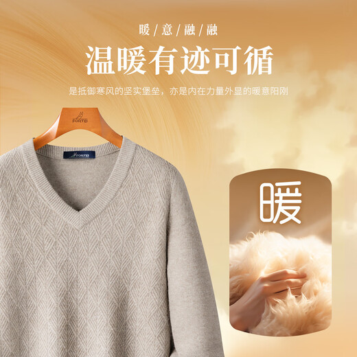 Rich 100% sheep wool 400G thickened warm sweater winter men's V-neck knitted inner men's wool sweater for men