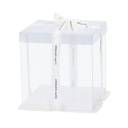 50 sets of fully transparent birthday box packaging boxes, four-inch, 6-inch, 8-inch, 10-inch, 12-inch double-layered three-layer baking boxes, 12-inch double-layered 36*36*27cm, 50 sets of fully transparent