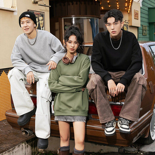 Pull back American style vibe sports sweatshirt men's round neck early spring heavyweight men's jacket youth loose shoulder top trendy hemp gray (splash ink graffiti) XL /180 (weight 140-160Jin Jin equals 0.5 kg)