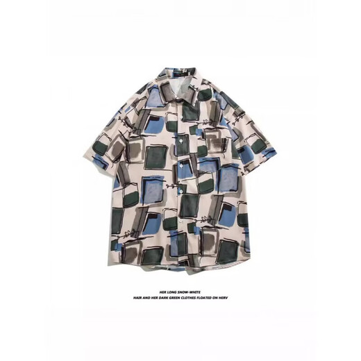 Quick-drying beach short-sleeved floral shirt for men and women, 2025 summer new style seaside Hawaiian shirt, five-quarter sleeves 5174 M