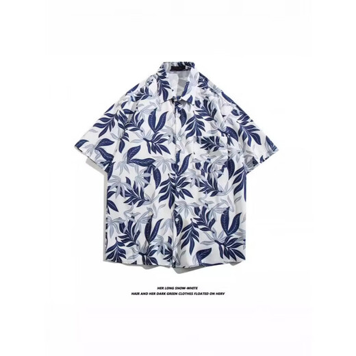 Quick-drying beach short-sleeved floral shirt for men and women, 2025 summer new style seaside Hawaiian shirt, five-quarter sleeves 5174 M