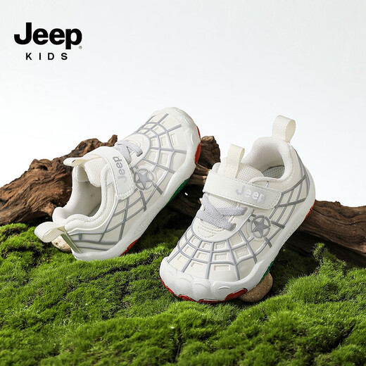 Jeep children's toddler shoes spring 2026 new children's shoes soft sole non-slip breathable baby shoes for boys and girls cream white 24 shoe inner length about 15.3cm