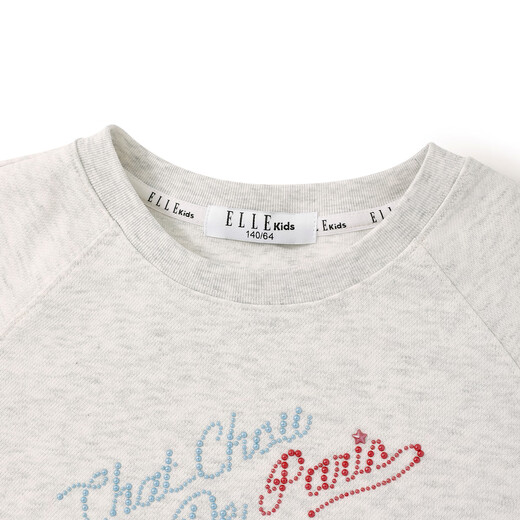 ELLE KIDS children's clothing round neck long-sleeved T-shirt for girls spring new college style classic round neck top