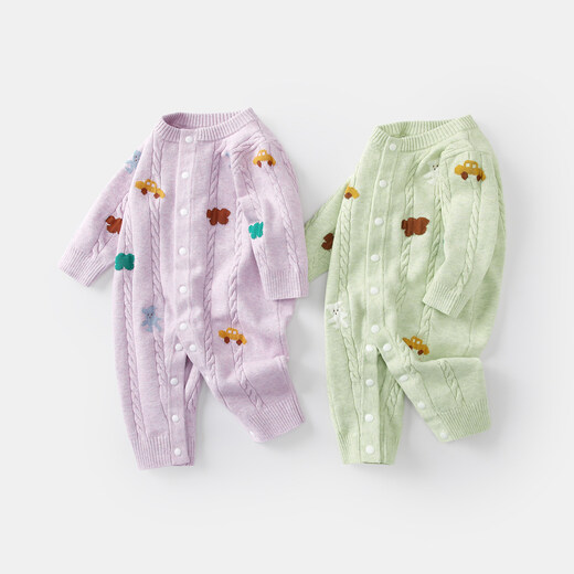 BORBOON B baby clothes jumpsuit 2026 new spring clothes for boys and girls, knitted robes for young children, spring crawl clothes for women, blue 7589 73cm