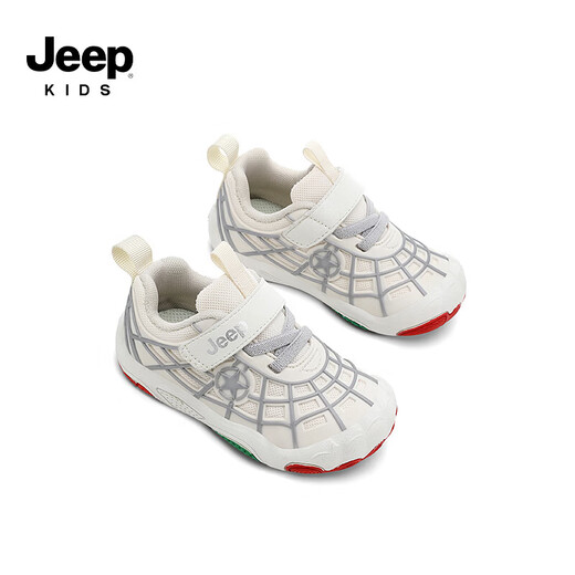 Jeep children's toddler shoes spring 2026 new children's shoes soft sole non-slip breathable baby shoes for boys and girls cream white 24 shoe inner length about 15.3cm