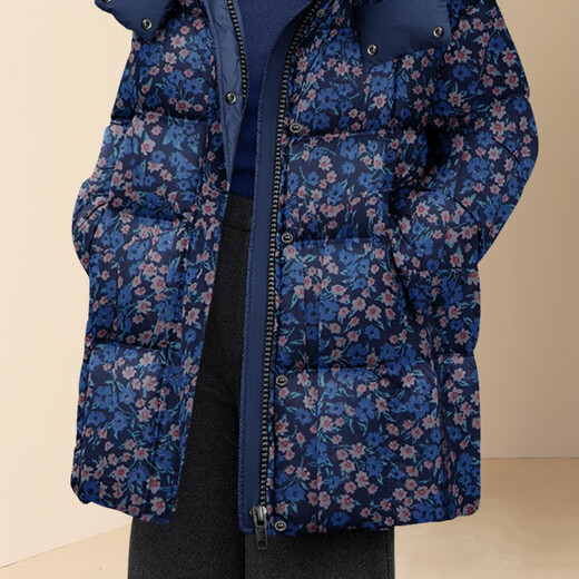 迪菲丽格独特别致印花连帽羽绒服女2025年冬季新款气质冬装厚外套 图片色 M