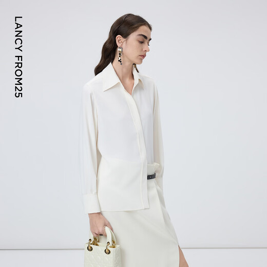 Langzi Yang series Langzi detachable ribbon shirt simple and elegant shirt 2026 spring new style off-white M