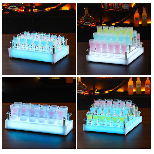 Yusenyi luminous rainbow bucket wine cocktail cup holder frosted Jägermeister cocktail holder tavern wine utensil bucket wine glass set Acrylic 60ml Jägermeister transparent 12 pieces