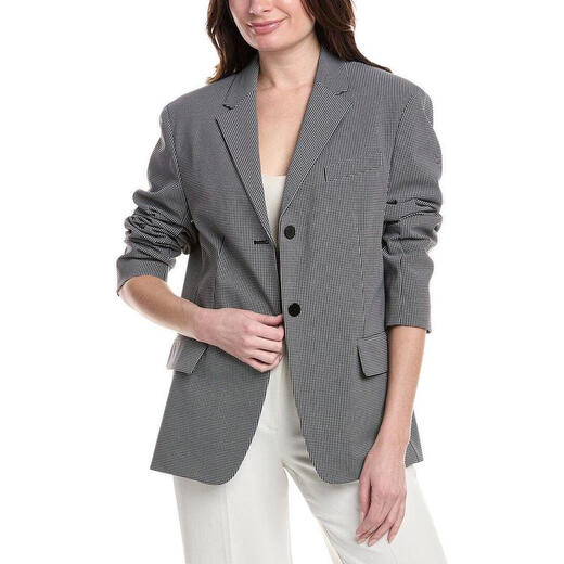 THEORY Chaqueta de mujer Hillray para desplazamientos, versátil, a cuadros, holgada, para el lugar de trabajo, chaqueta diaria, informal, negra, talla única | MEDIANO/GRANDE