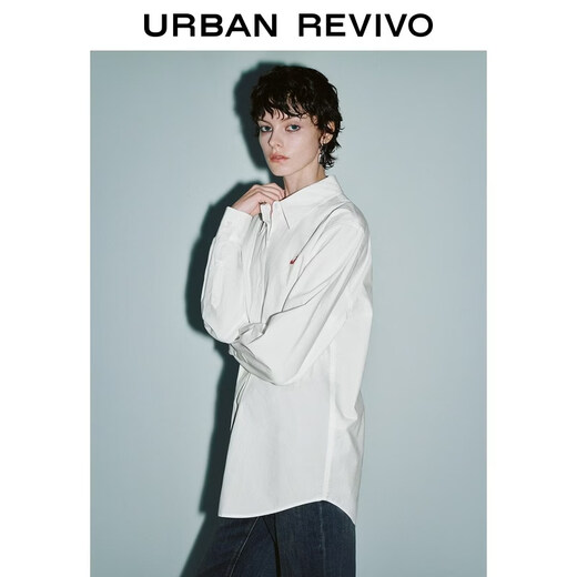 UR2026 spring new women's simple animal embroidery long-sleeved cardigan shirt UYY260019+# Original white M