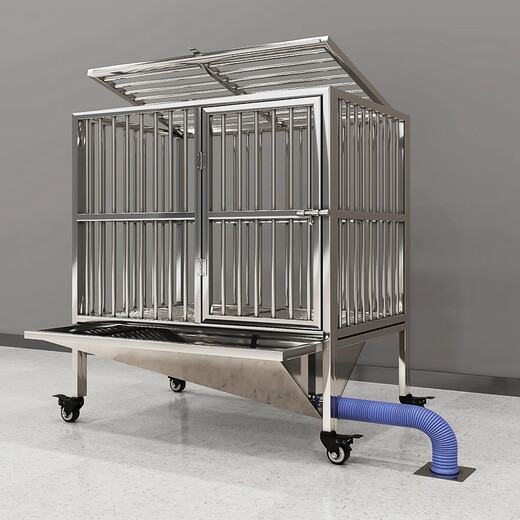 HKML Stainless Steel Dog Cage Large Dog Cage Medium Dog Cage with Toilet Separate Flush Funnel Tray Small Dog Kennel Full Tube Style - Length 80* Width 50* Height 75cm Stainless Steel 202 Hollow Round Tube Cage + Skylight + Funnel Tray - Dog Bowl Included