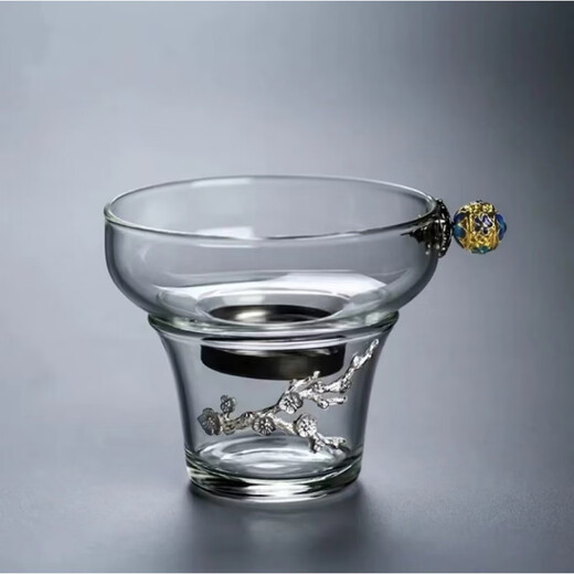 Shijanu thickened transparent glass tea drain heat-resistant stainless steel Kung Fu tea set laser drilling_tea drain