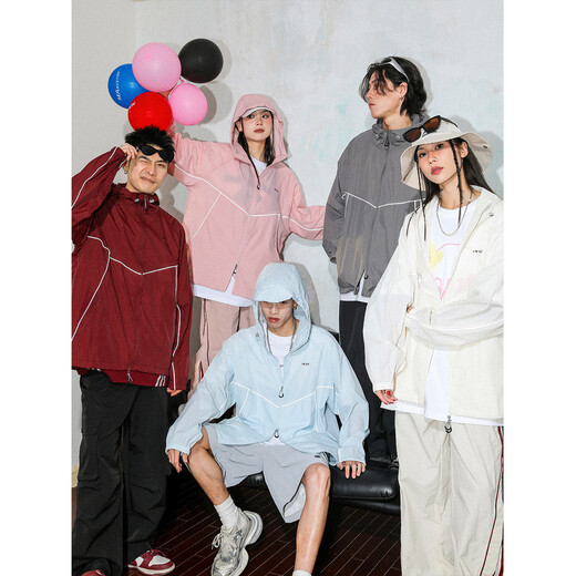 MANYSTON American sun protection jacket for men, summer couple wear, thin jacket, burgundy S