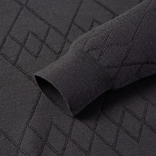 MONTAGUT 100% sheep wool & gift box style autumn and winter diamond jacquard warm long-sleeved cardigan for men, dark gray 3XL