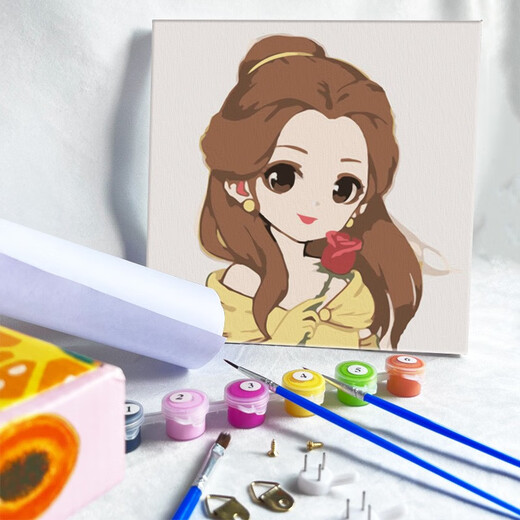DIY Digital Painting Cartoon Cartoon's Cartoon Jade GUI GUI COL COLORÉE À MAIN PEINTURE D'HUILE acrylique peint à la main Petite taille WT831 30 * 30cm / bois massif Cadre intérieur + pinceau pigmentaire