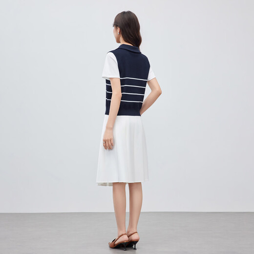 IEF/Aiyifu 2026 Spring and Summer New Korean Style Intellectual Commuting Temperament Design Striped Slim Woolen Top Blue and White Strips One Size