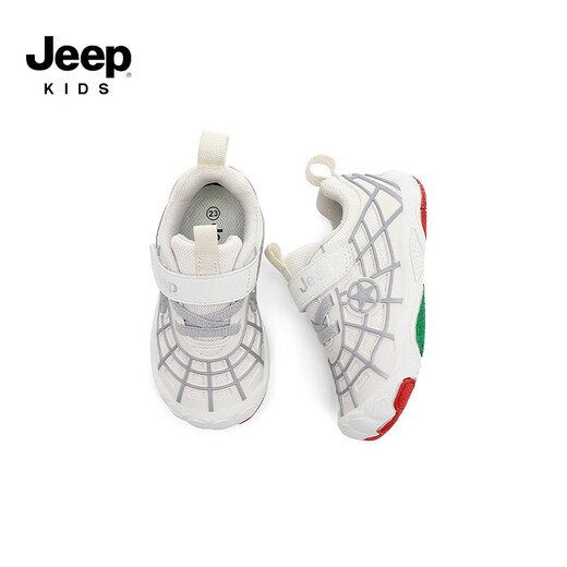 Jeep children's toddler shoes spring 2026 new children's shoes soft sole non-slip breathable baby shoes for boys and girls cream white 24 shoe inner length about 15.3cm