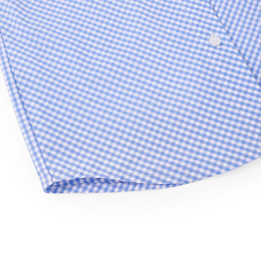 ELLE KIDS children's clothing lotus collar long-sleeved shirt girls spring new French college plaid embroidered top blue and white plaid 160 (S)