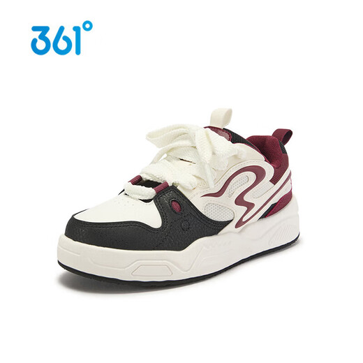 361 Shopping Mall Same Style Children's Shoes Boys Skateboard Shoes 2026 Spring New Medium and Large Children's Sports and Casual Shoes Feather White/Carbon Black/Allah Red Size 34
