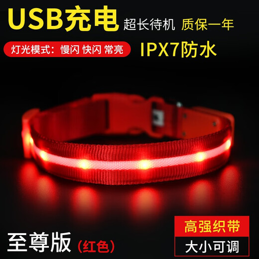 Chukchi (CHUKCHI) dog luminous collar USB charging pet luminous circle leash dog leash anti-lost dog walking collar golden retriever waterproof supreme version orange collar M-recommended neck circumference within 36-49CM