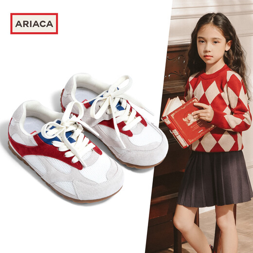 AriacaARIACA girls' sports shoes 2026 spring new soft-soled children's mesh breathable outdoor moral training shoes beige 26 inner length 16.5/suitable for foot length 15.5-16.1