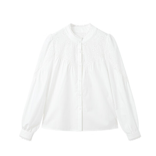 CHANZUIGOU Children's Clothing Girls French Lace Cotton Shirt 2026 Spring New Style Spliced Lantern Sleeve Top