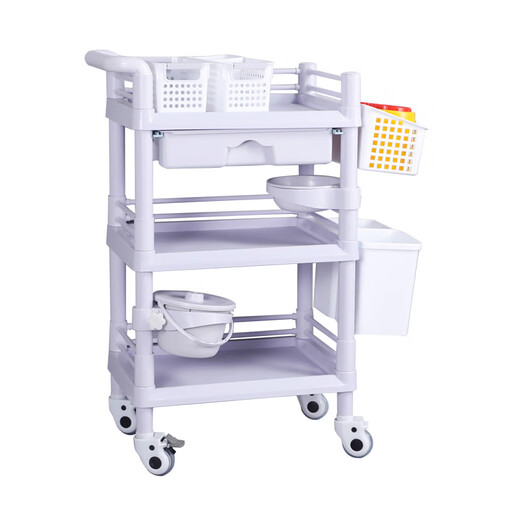 Zhong Zhanggui ABS medical cart small bubble beauty instrument cart multi-functional shelf tool cart care cart storage cart AS three-layer large instrument cart (high configuration) official standard configuration