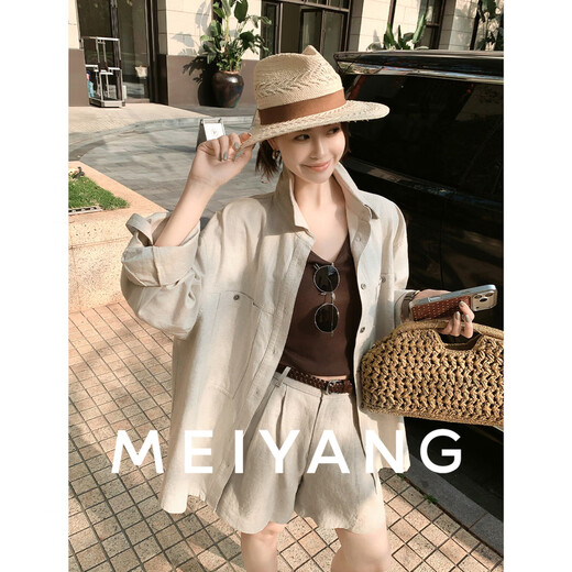 MEIYANG Xingjun shirt 26 spring simple old money casual lapel buttoned long-sleeved shirt-Monday Apricot M