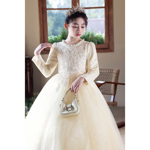 Hanquan girls evening dress autumn and winter new high-end flower girl wedding princess dress host children's piano performance clothing
