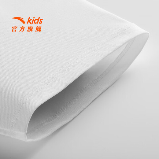 ANTA children's dress for girls and older children, 26 years of summer trend, comfortable, breathable, contrasting color, casual shopping mall same style, pure white/oatmeal khaki-1 130