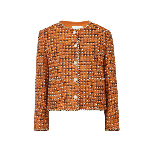 NAERSI Li Bingbing's same style - Caramel Sunset Orange Chanson Sheep Wool Jacket Set 26 Spring New Style Bright Orange - Jacket M