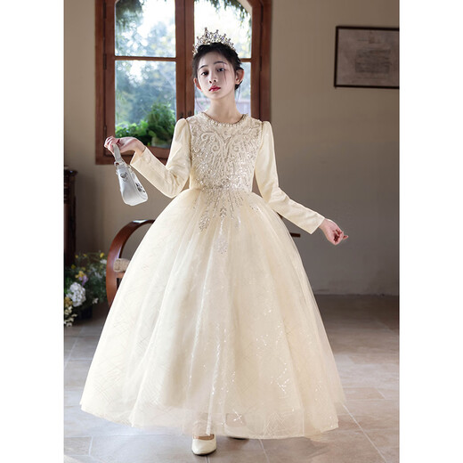 Hanquan girls evening dress autumn and winter new high-end flower girl wedding princess dress host children's piano performance clothing