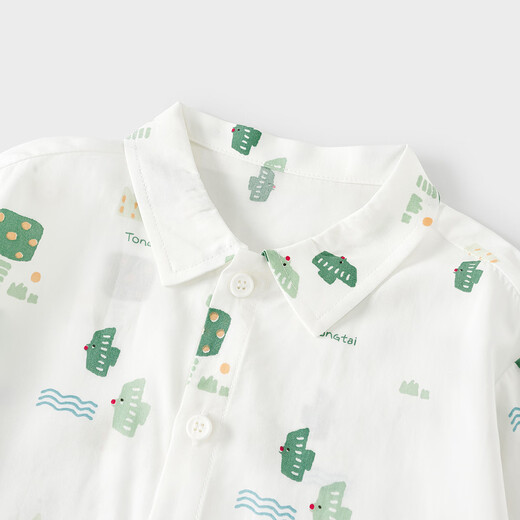 Tongtai (TONGTAI) baby boy shirt spring and autumn children's clothing boys casual top lapel T-shirt thin jacket green 90cm