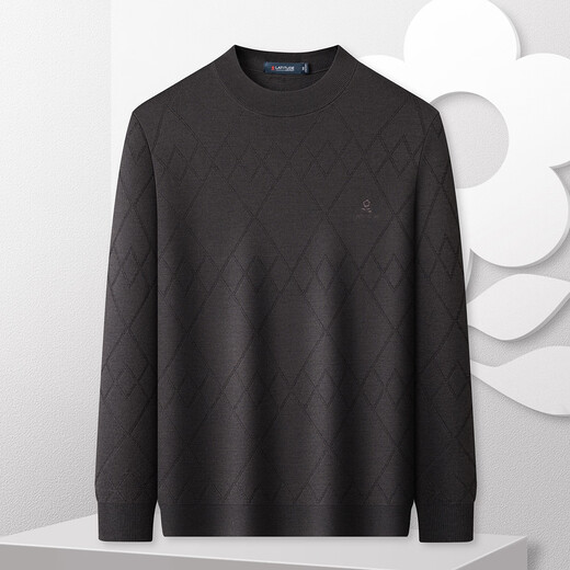 MONTAGUT 100% sheep wool & gift box style autumn and winter diamond jacquard warm long-sleeved cardigan for men, dark gray 3XL