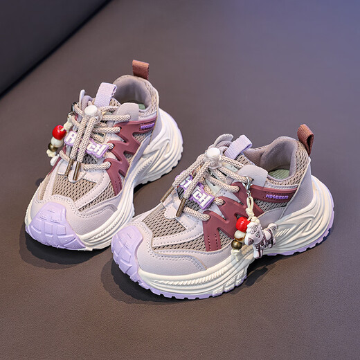 Chiyun Children's Shoes 2026 Spring Mesh Breathable Children's Sports Shoes Fashion Casual Shoes Girls Campus Running Dad Shoes Red 26