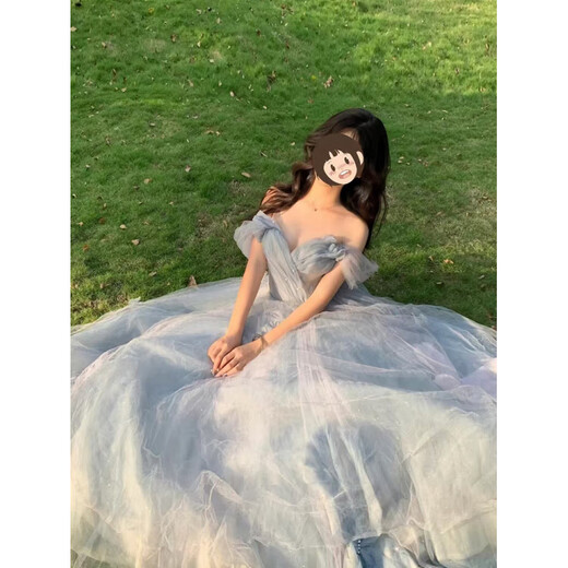 Gisailun adult dress for high school seniors blue evening dress for women 2025 new annual party super fairy student day adult ceremony blue L