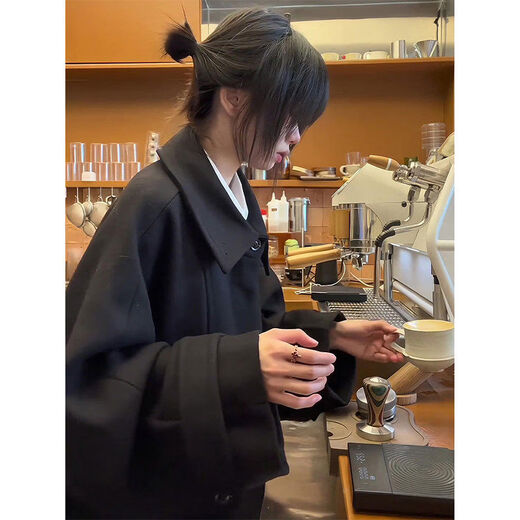 Newdecay черное шерстяное пальто мужское средней длины осенне-зимнее теплое утолщенное шерстяное пальто черного цвета в обновленном стиле 90 выбор M M